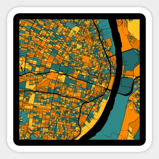 St. Louis Map Pattern in Orange & Teal Sticker